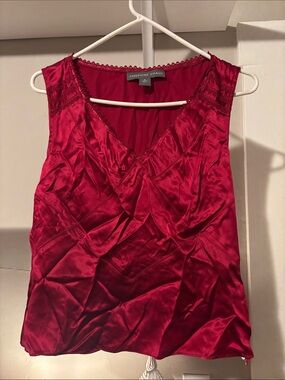 Josephine Chaus Deep Red Satin V-Neck Lace-Trim Camisole